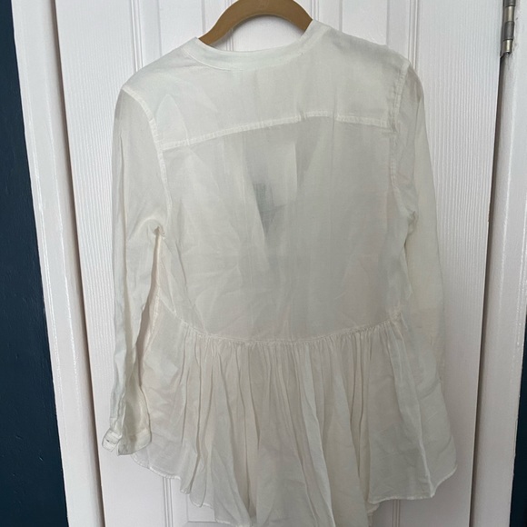 H&M High low ruffle white blouse - Picture 3 of 4